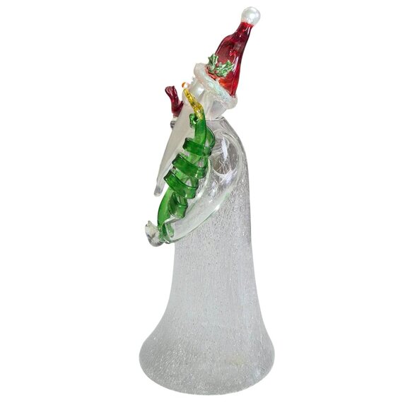 Blown Glass Santa Figurine With Christmas Tree & Bird Decoration - Picture 8 of 8